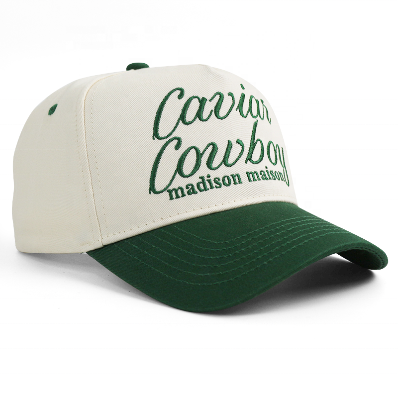 Two-Tone 5 Panel Cotton Twill Baseball Cap with Flat Embroidery