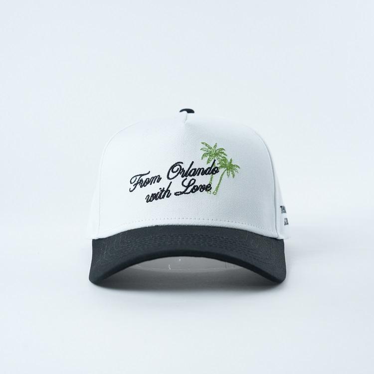 Two Tone 5 Panel Cotton Twill Baseball Cap with Flat Embroidered Orlando Love Logo