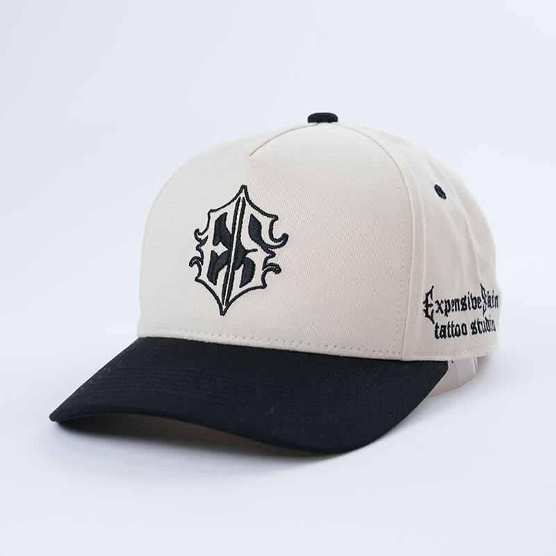 Two-Tone 5 Panel Cotton Twill Baseball Cap with Shield Embroidery