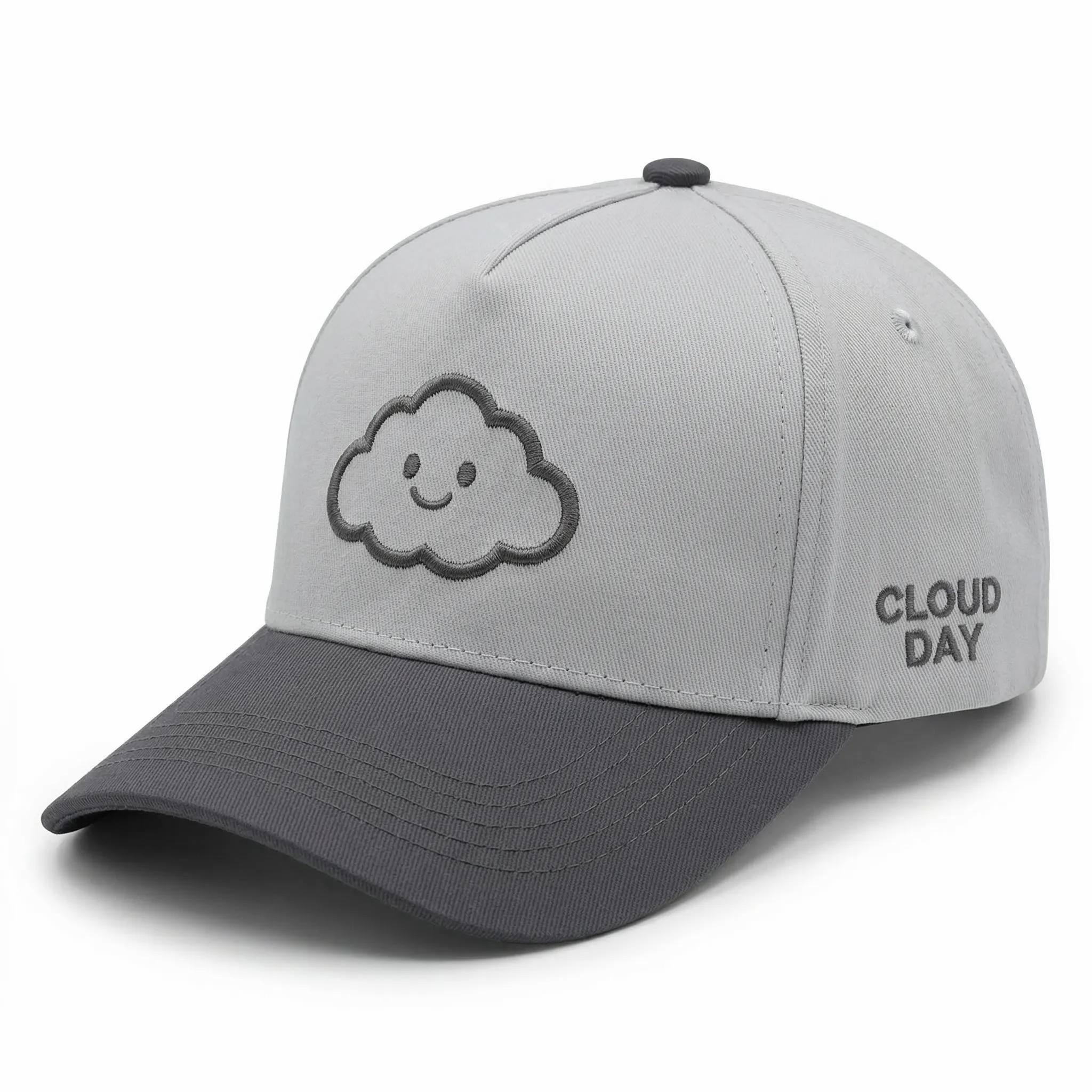 Classic Two Tone Embroidered Cloud Logo Baseball Cap Adjustable Cotton Twill Hat