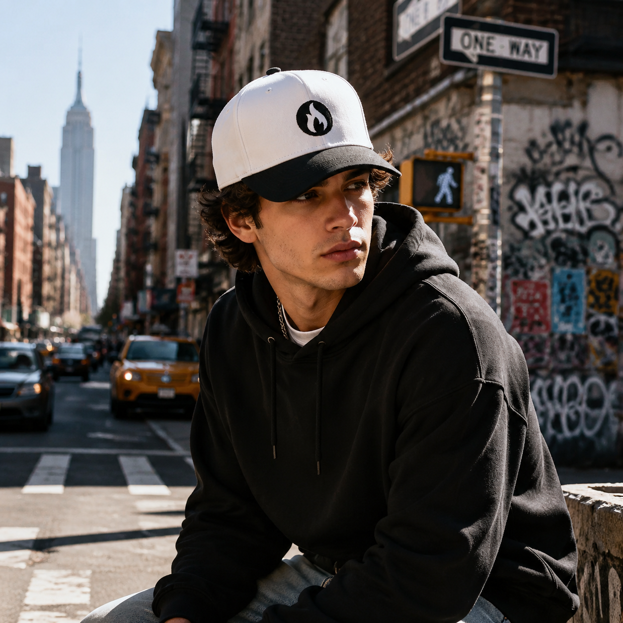 Flame Icon Two-Tone Embroidered Cotton Twill Baseball Cap