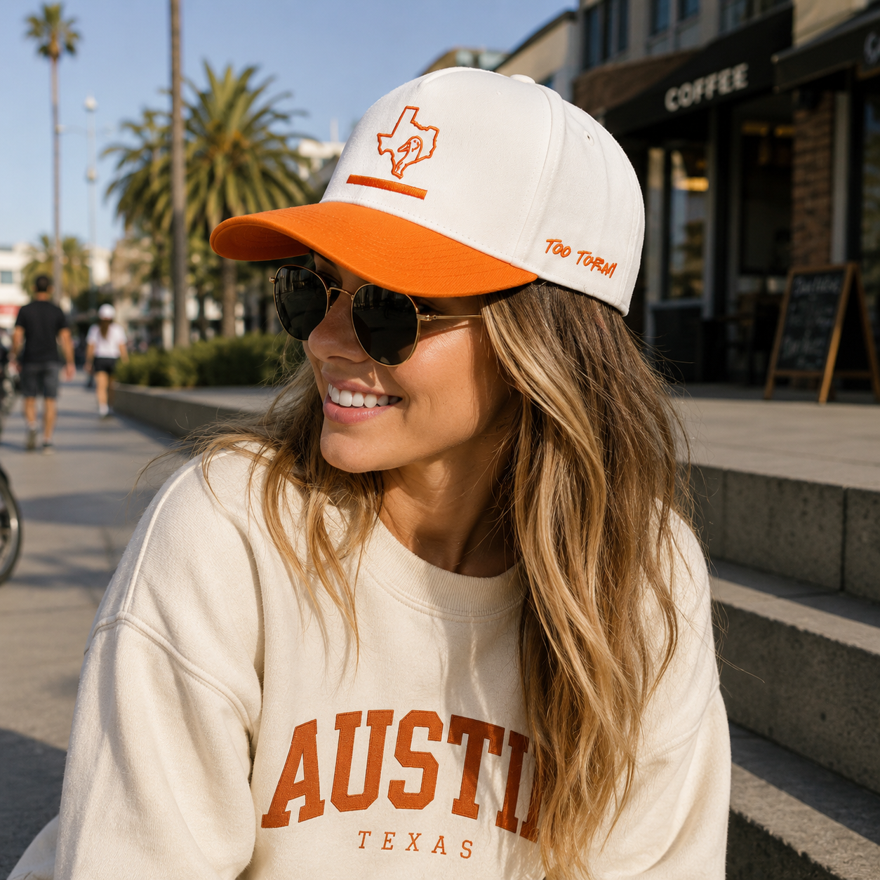 Cream & Orange Texas Duck Embroidered 5-Panel Baseball Cap