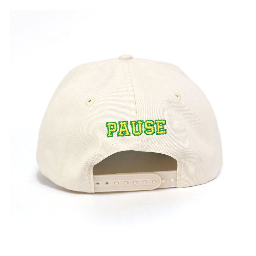 Cream and Green PAUSE Embroidered Two-Tone Baseball Cap
