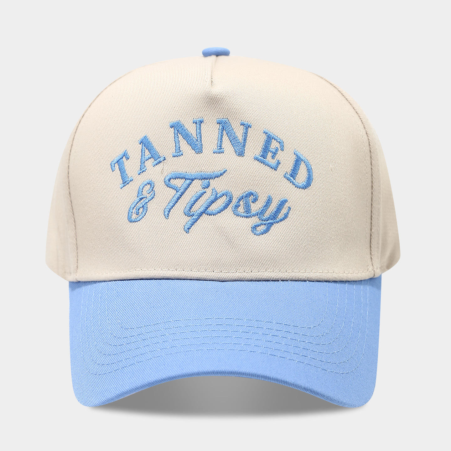 Cream Two Tone Tanned & Tipsy Embroidered Baseball Cap