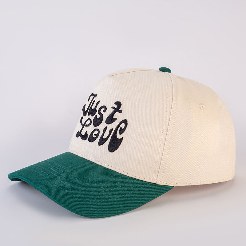 Two-Tone Curved Brim Trucker Hat with Just Love Embroidery