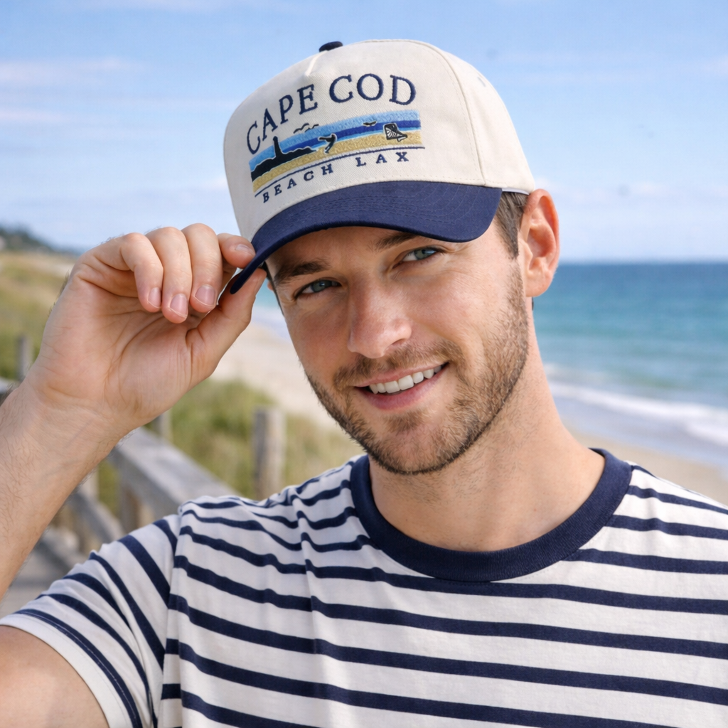 Cape Cod Beach Lax Embroidered 5-Panel Cotton Twill Baseball Cap