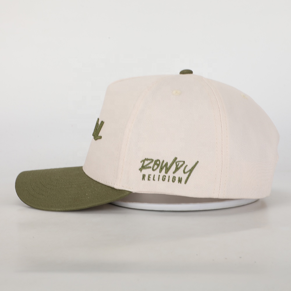 Two Tone Cotton Twill Baseball Cap with Flat Embroidered Logo Adjustable Casual Hat