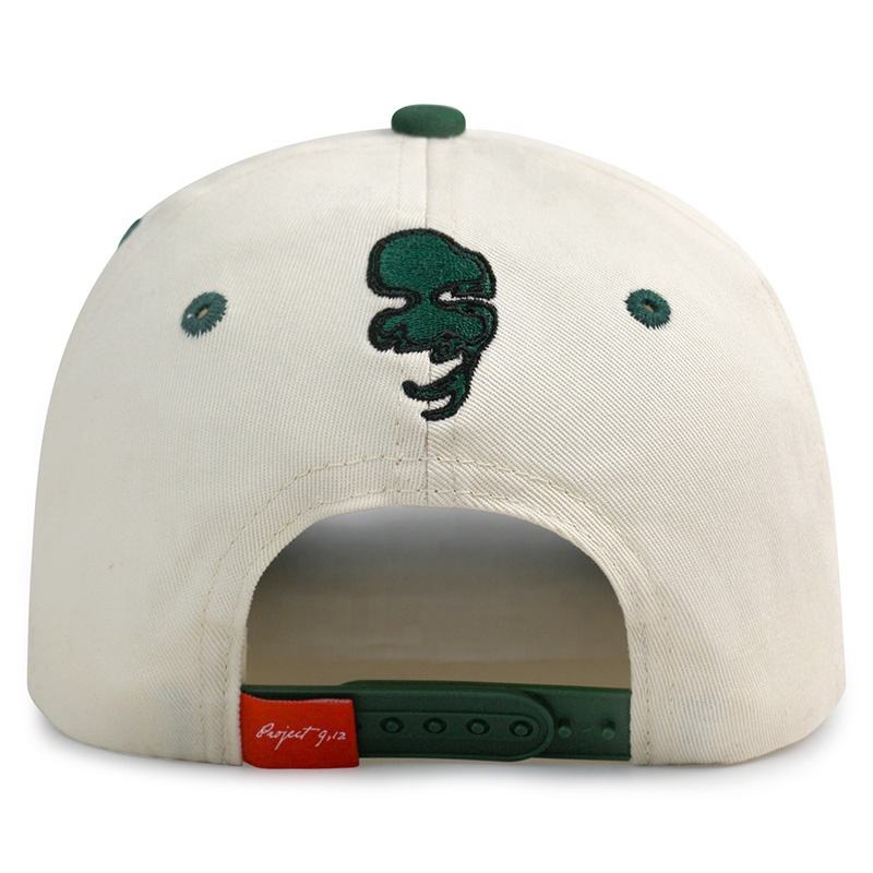 Cream and Forest Green Graffiti Embroidered Two-Tone Baseball Cap