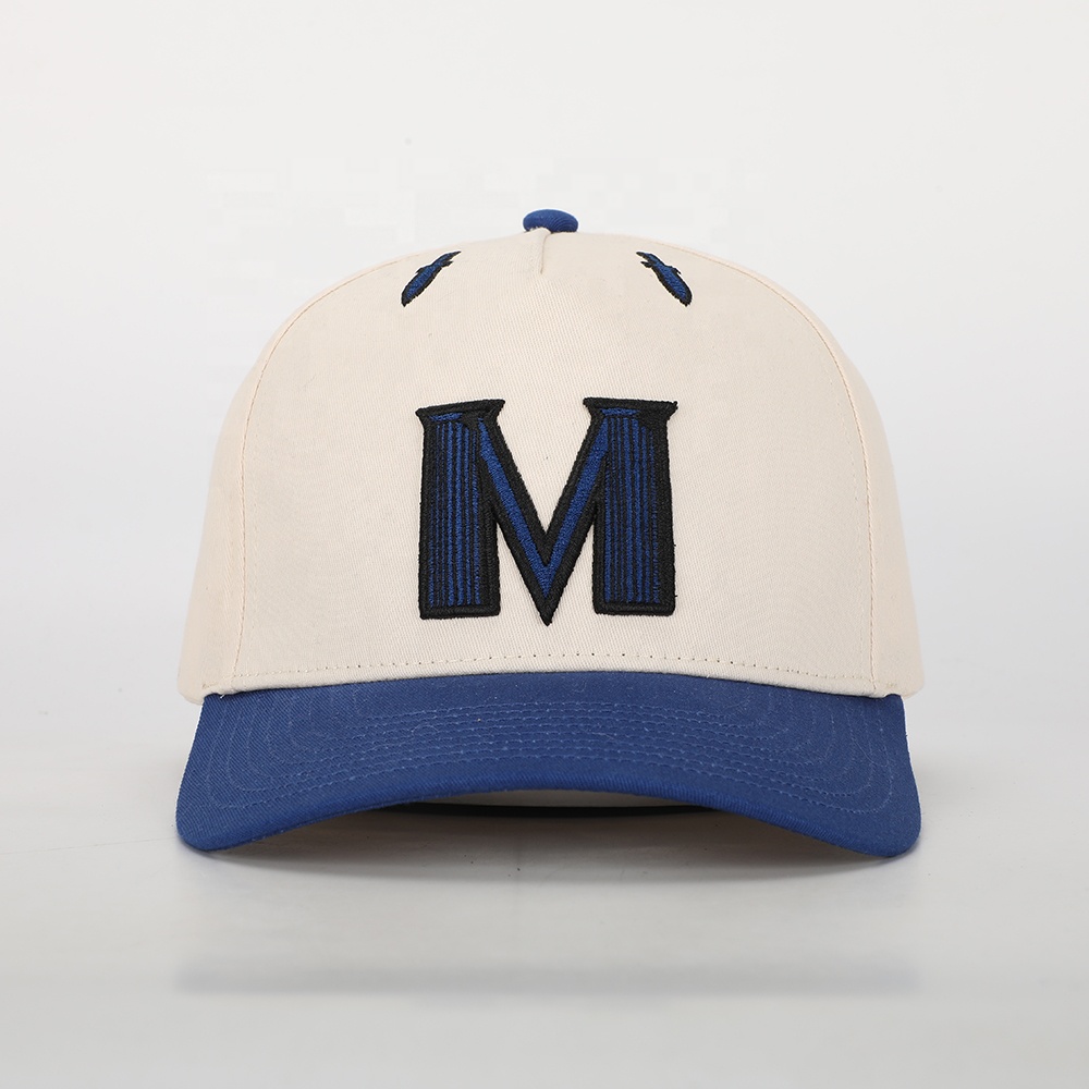 Two Tone Curved Brim Baseball Cap with Flat M Embroidery