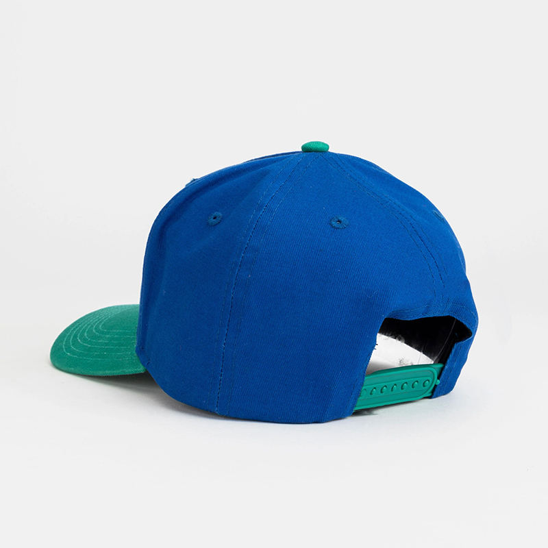 Blue and Teal Skull Embroidered Five-Panel Baseball Cap