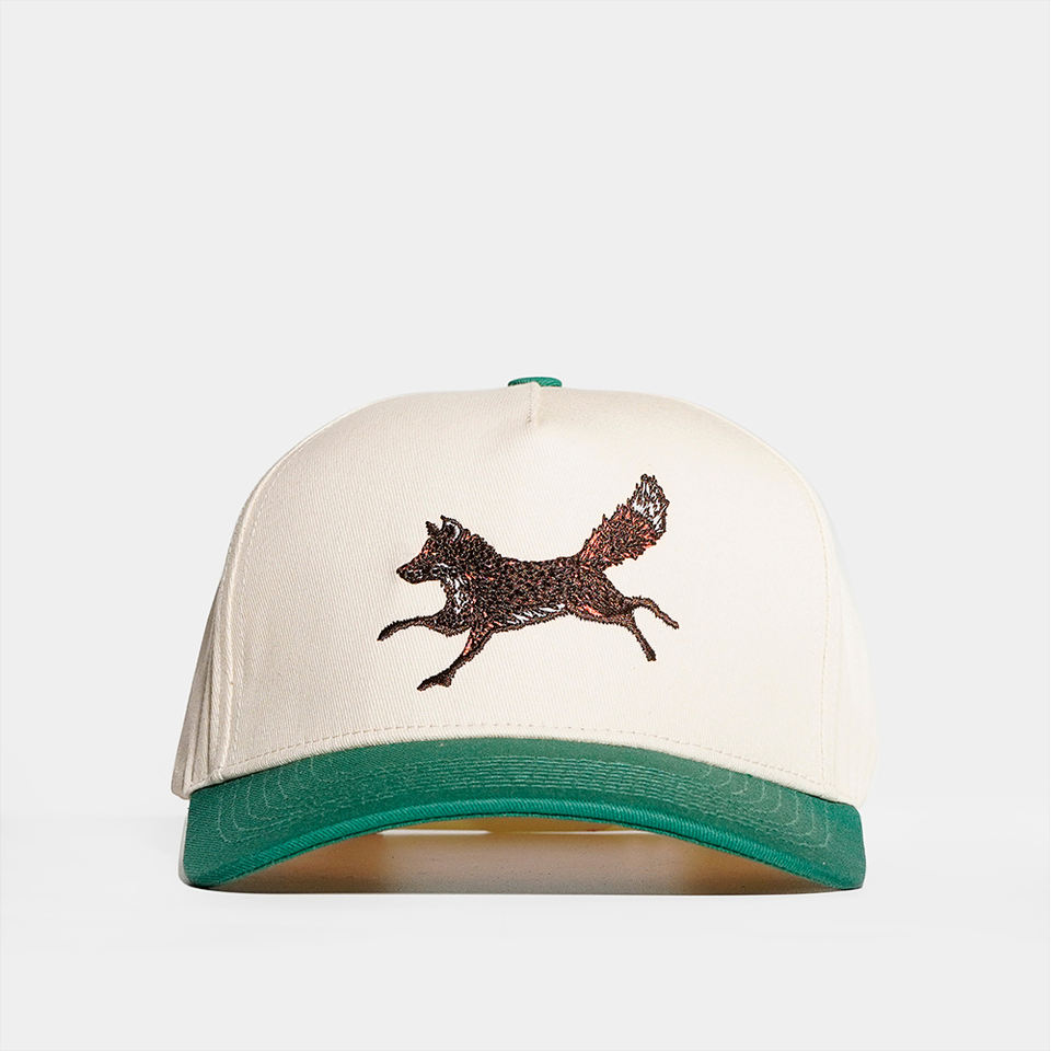 Two-Tone Cotton Twill Baseball Cap with Embroidered Fox