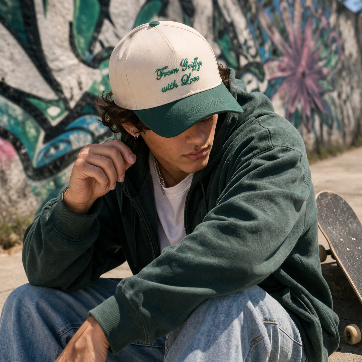 Two-Tone Cotton Twill Baseball Cap with “From Griffiths with Love” Embroidery