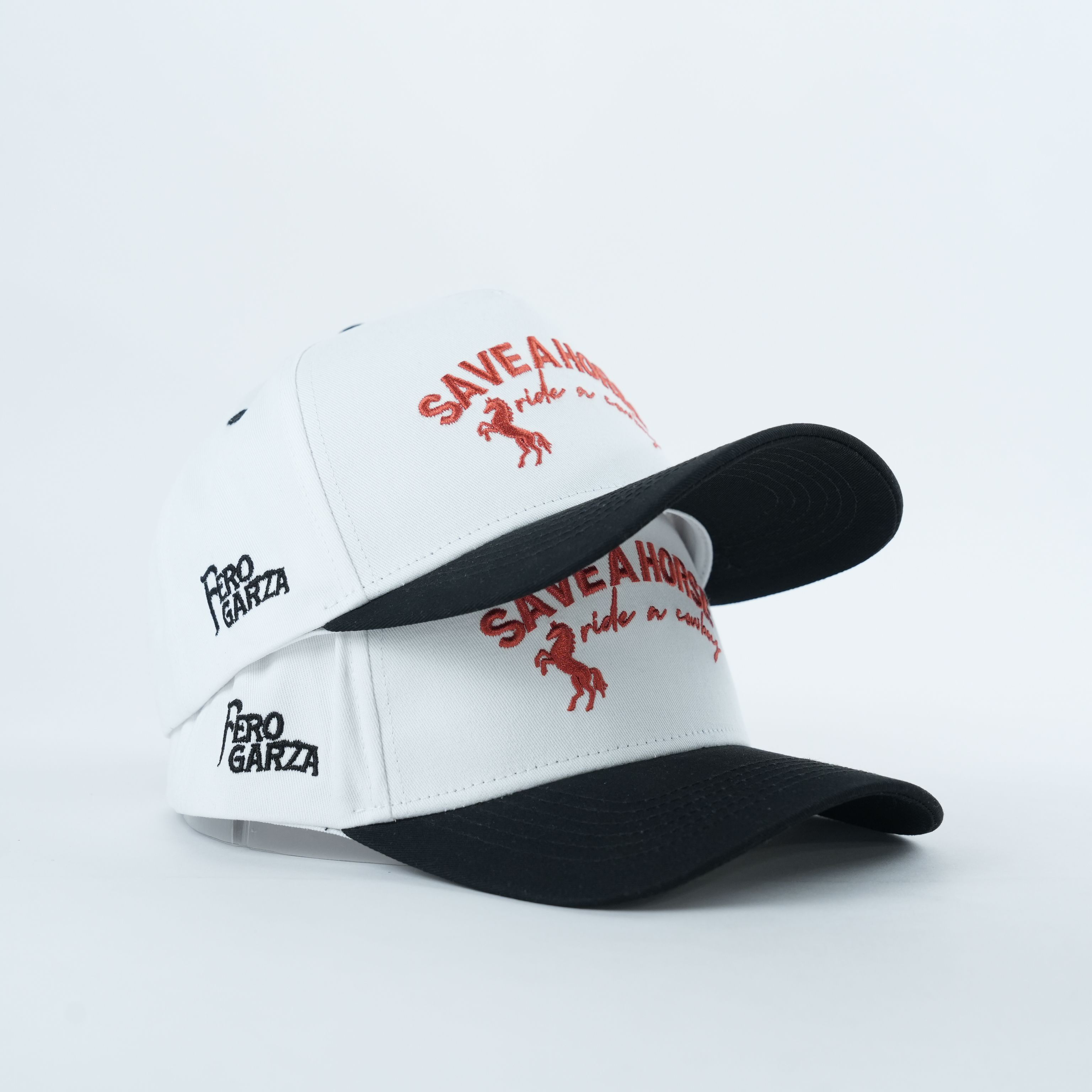 White Black Save A Horse Embroidered Two-Tone Baseball Cap