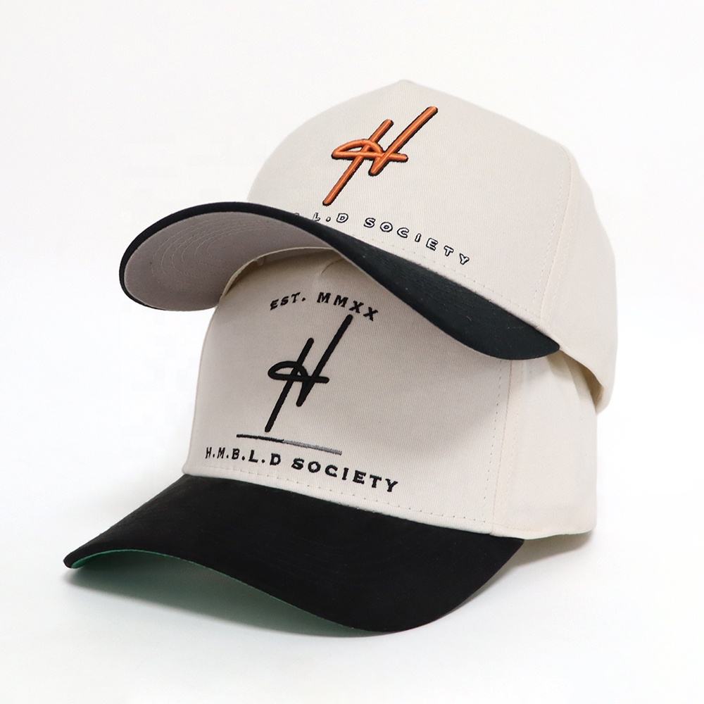 Cream and Black Two-Tone Embroidered Logo Baseball Cap