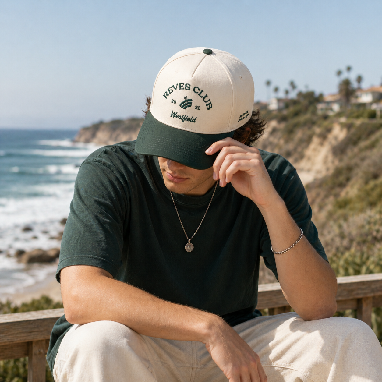 Two-Tone 3D Embroidered REEVES CLUB Westfield 5-Panel Cotton Twill Baseball Cap