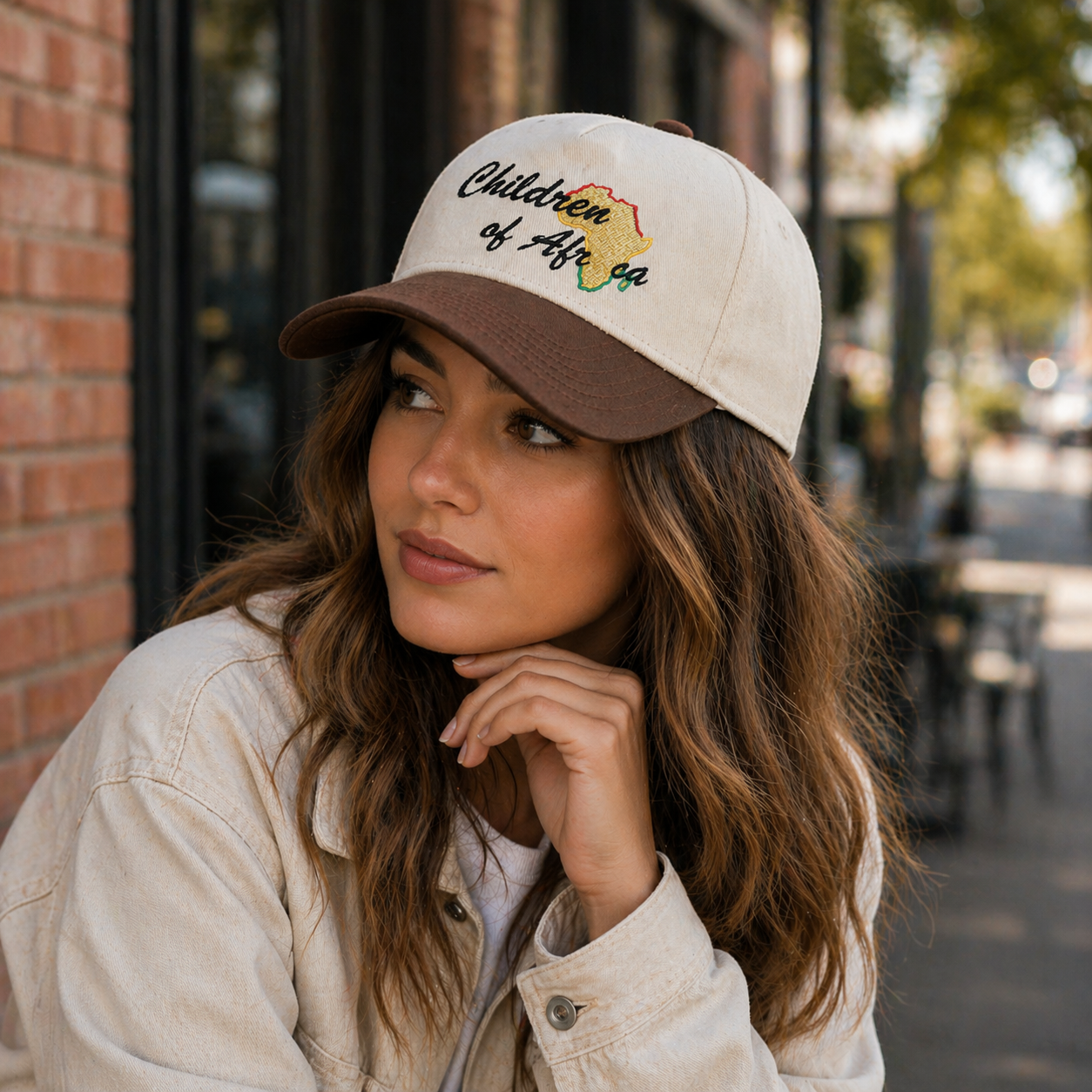 Children of Africa Two-Tone 5 Panel Cotton Twill Baseball Cap