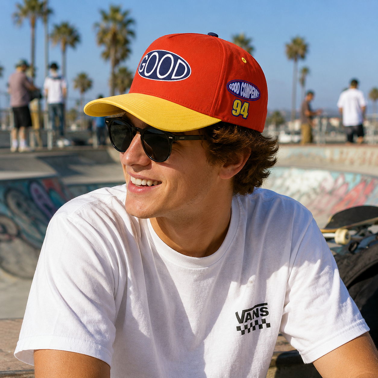 Red Yellow GOOD Racing Patch Embroidered 5 Panel Baseball Cap