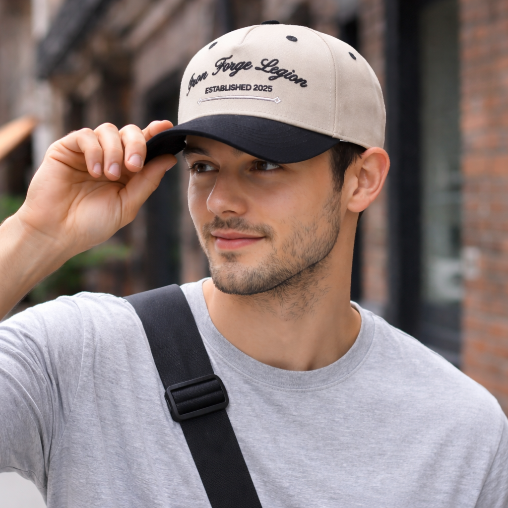 Two-Tone 5-Panel Cotton Twill Baseball Cap with Flat Embroidery