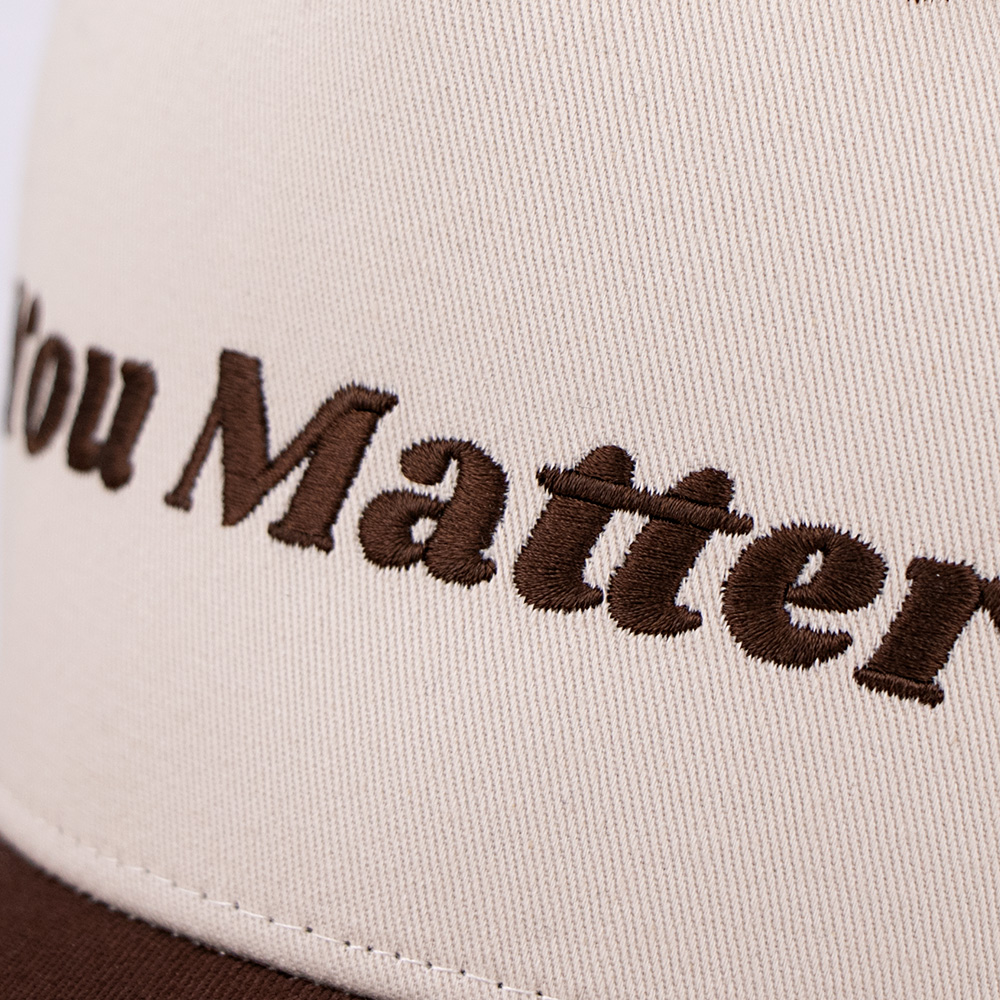 Cream Brown You Matter Embroidered Five-Panel Baseball Cap