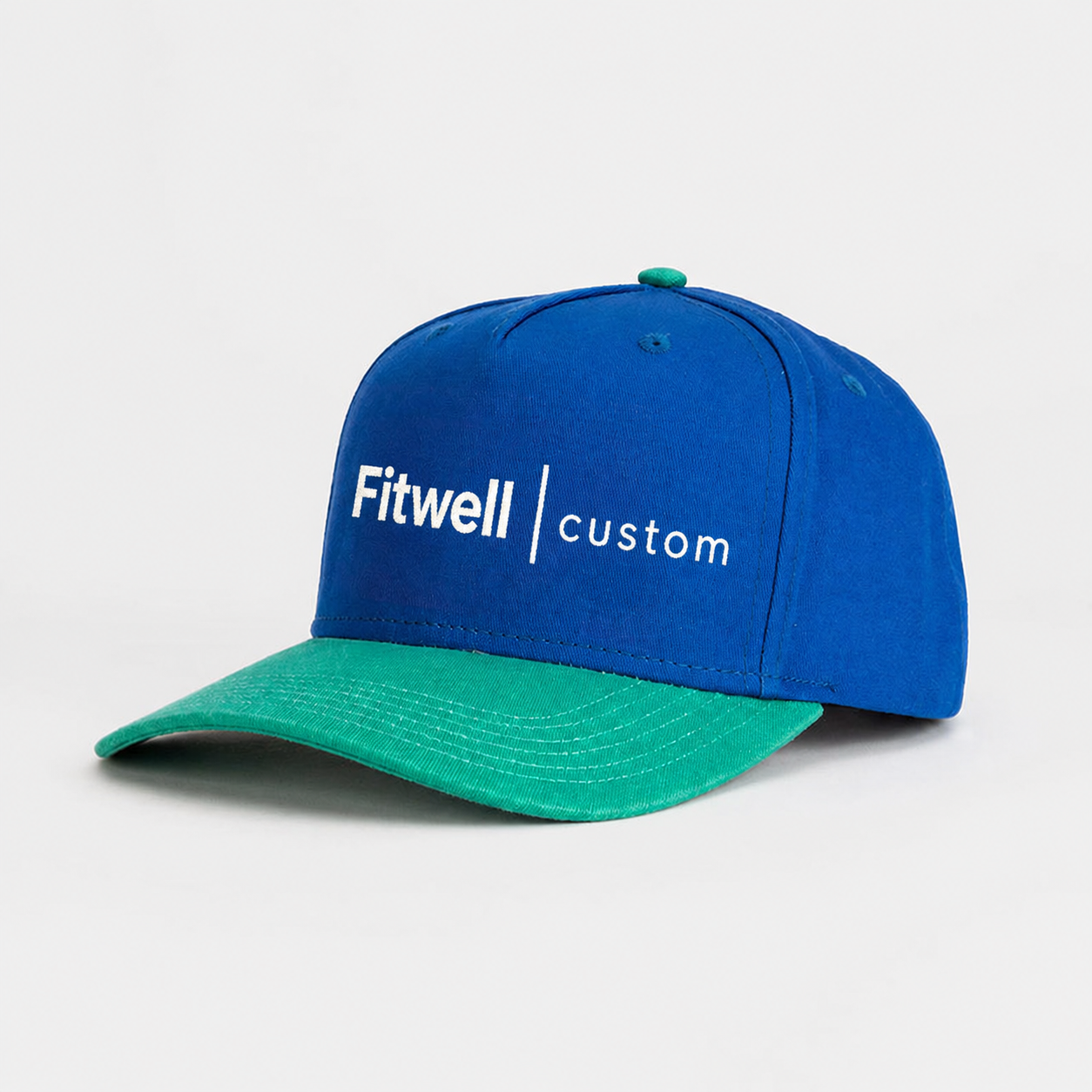 Blue and Teal Skull Embroidered Five-Panel Baseball Cap