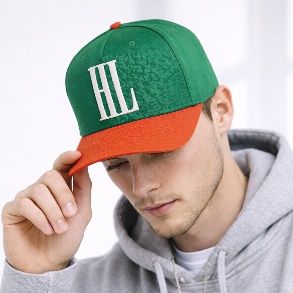 Green and Orange HL Embroidered Two-Tone Baseball Cap