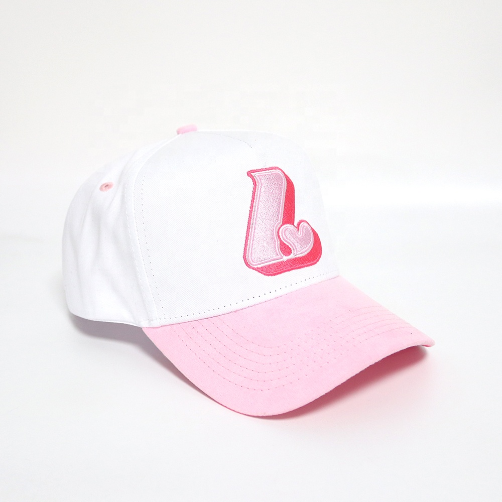 Pink Heart Letter Embroidered Two Tone Baseball Cap Adjustable Hat