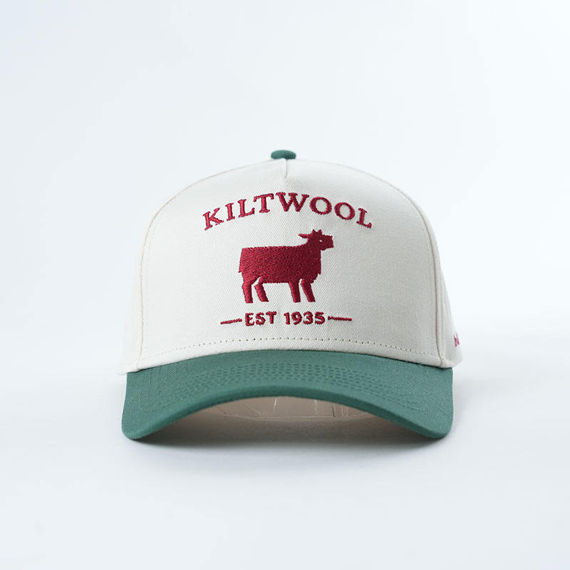 Two Tone Embroidered Cotton Twill 5 Panel Baseball Cap with Sheep Logo