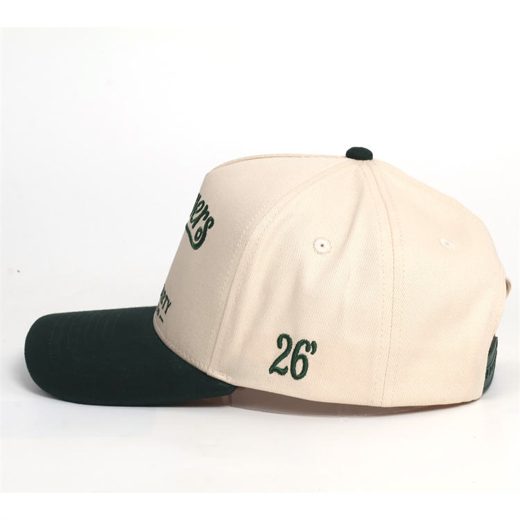 Vintage Two Tone Cotton Twill Five Panel Baseball Cap with Embroidered Golf Inspired Logo
