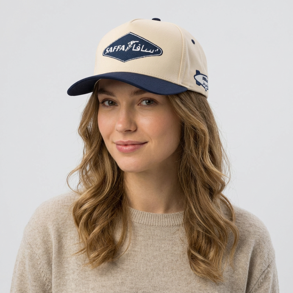 Two Tone Cotton Twill Baseball Cap with Embroidered Logo Patch and Adjustable Fit