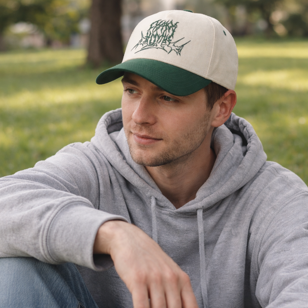 Two-Tone 5-Panel Cotton Twill Baseball Cap with Flat Embroidery Logo