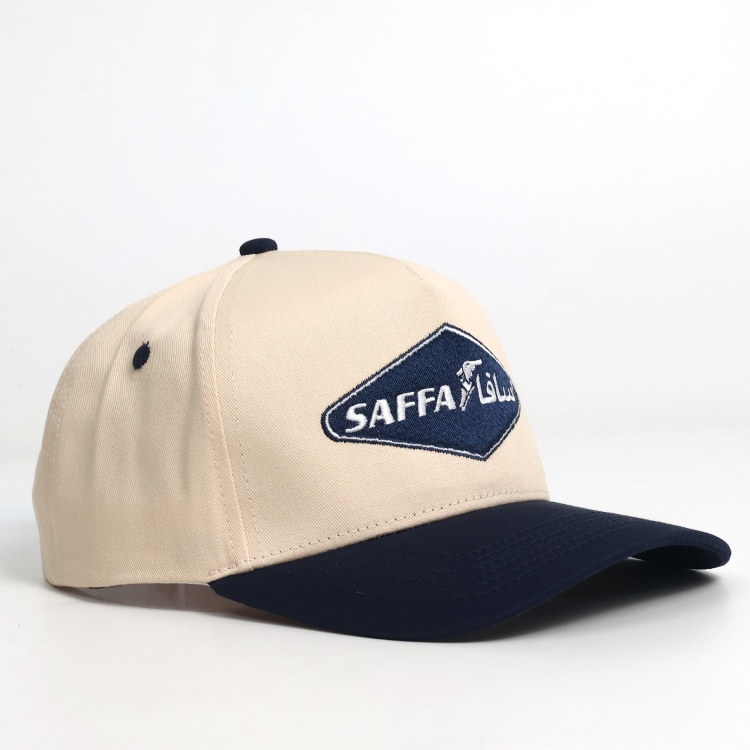 Two Tone Cotton Twill Baseball Cap with Embroidered Logo Patch and Adjustable Fit