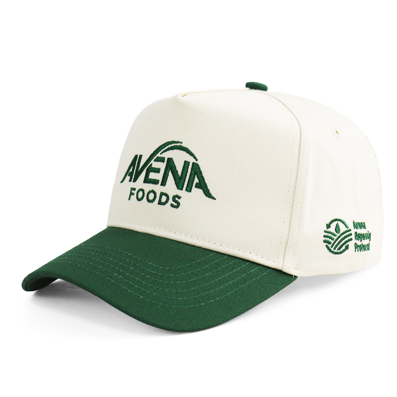 Ivory Green Two-Tone Embroidered Cotton Twill Baseball Cap