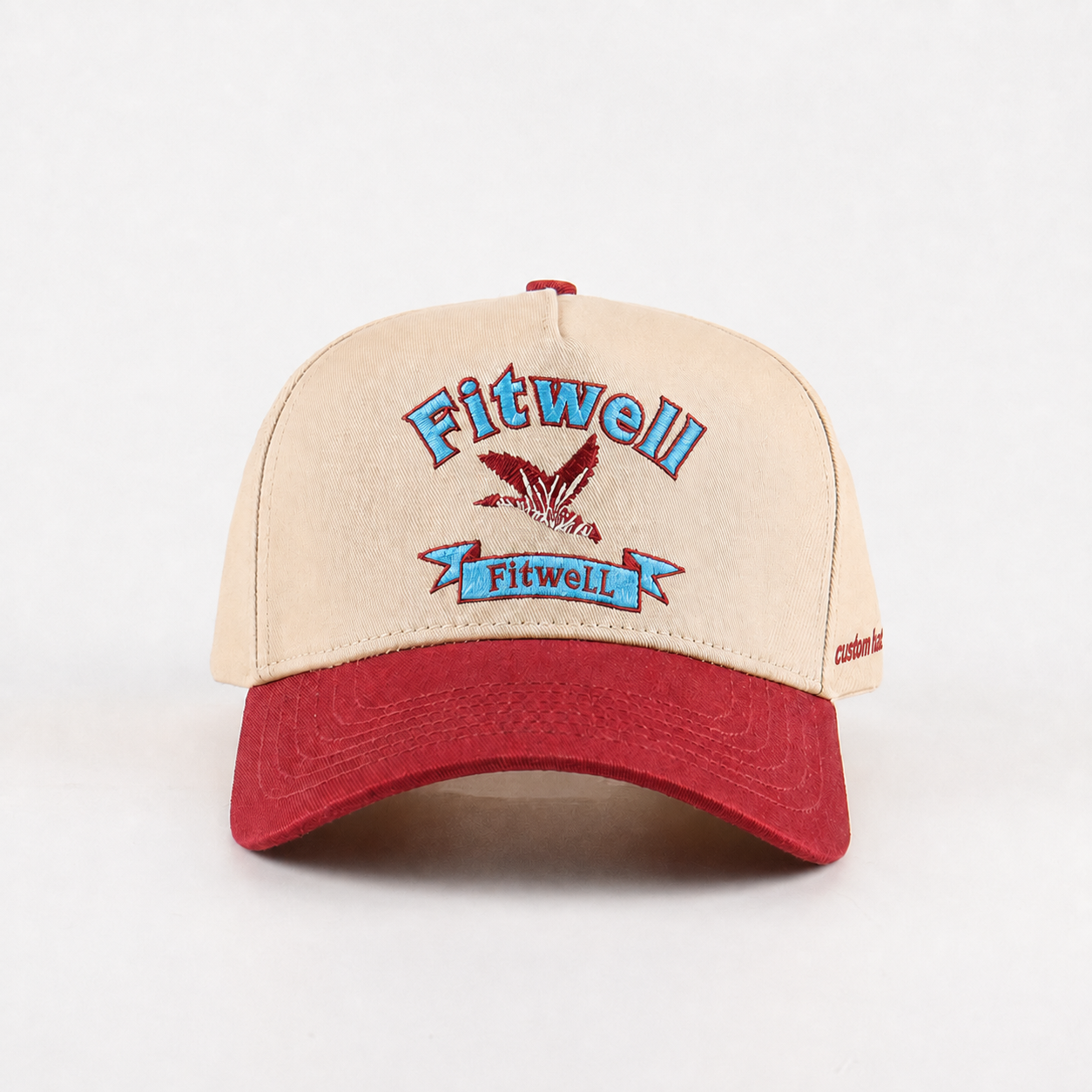 Beige and Red Wild Ducks Embroidered Two-Tone Baseball Cap