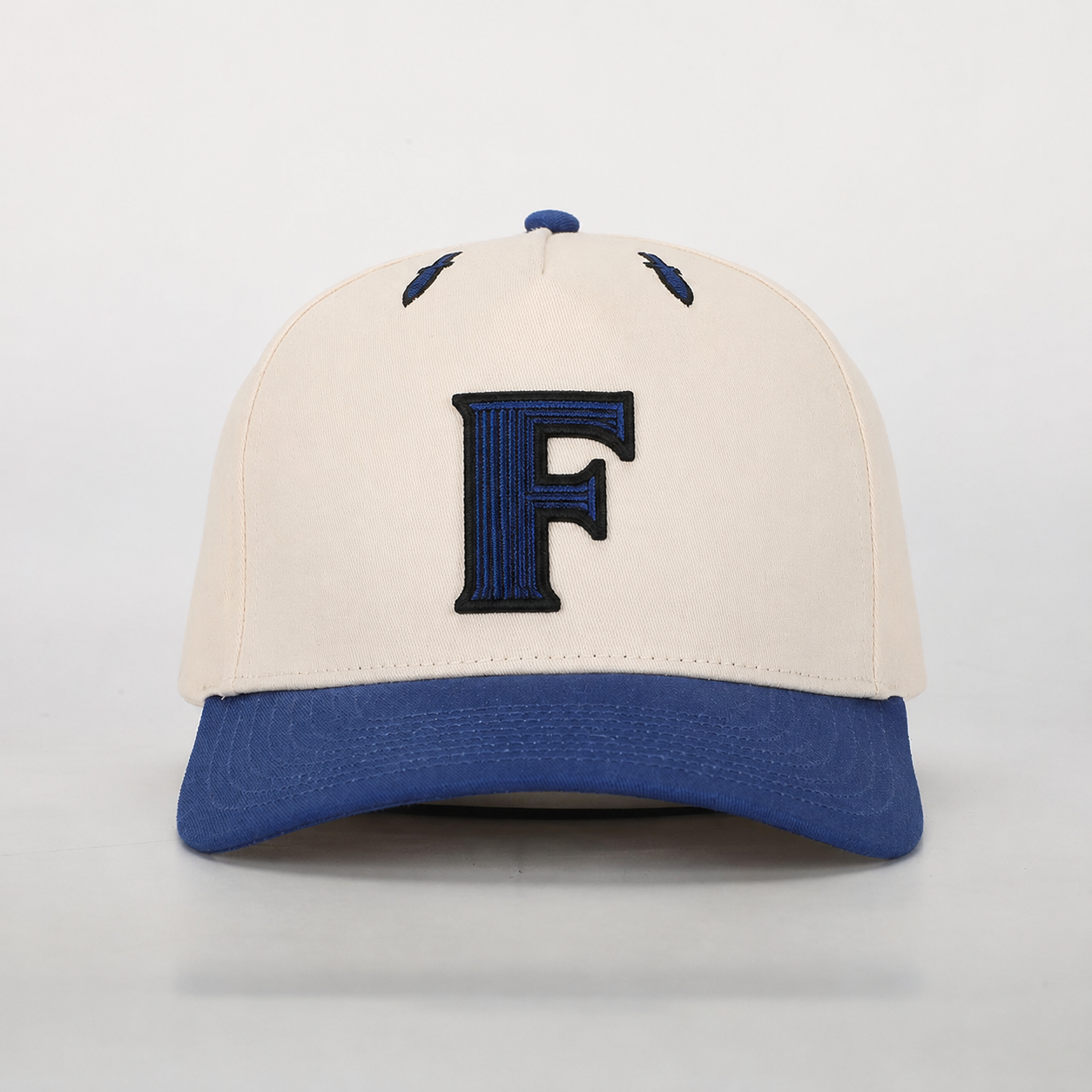 Two Tone Curved Brim Baseball Cap with Flat M Embroidery