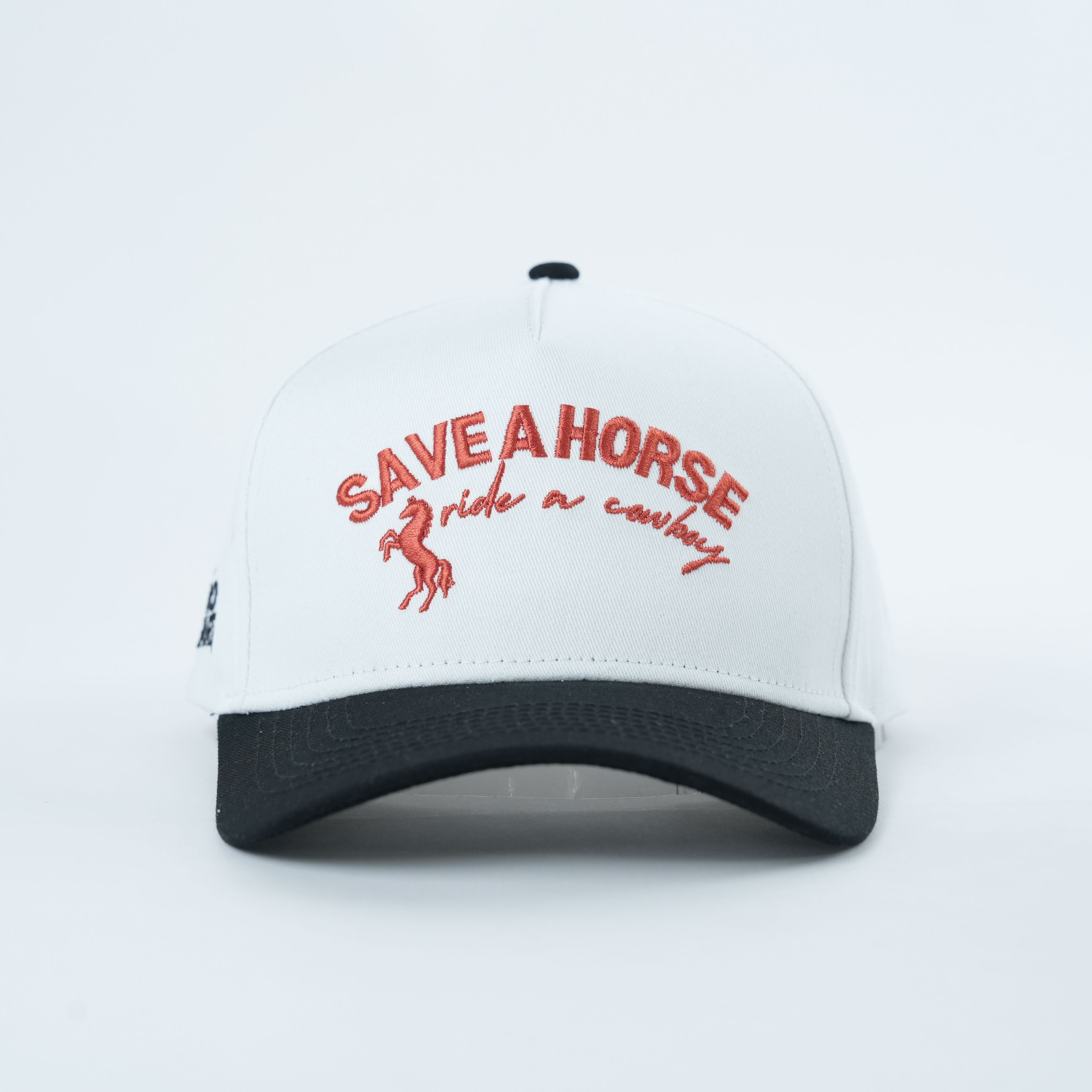 White Black Save A Horse Embroidered Two-Tone Baseball Cap