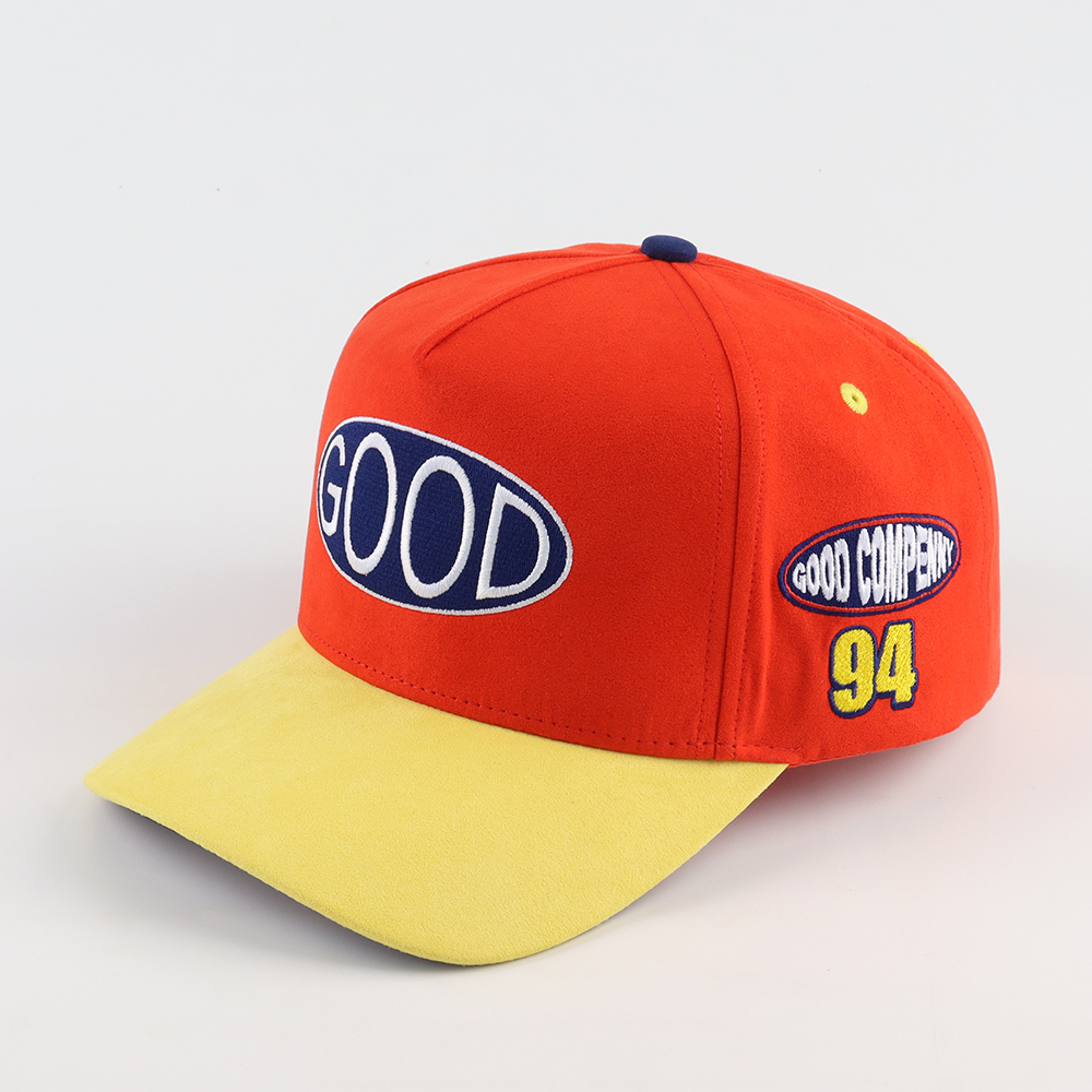 Red Yellow GOOD Racing Patch Embroidered 5 Panel Baseball Cap