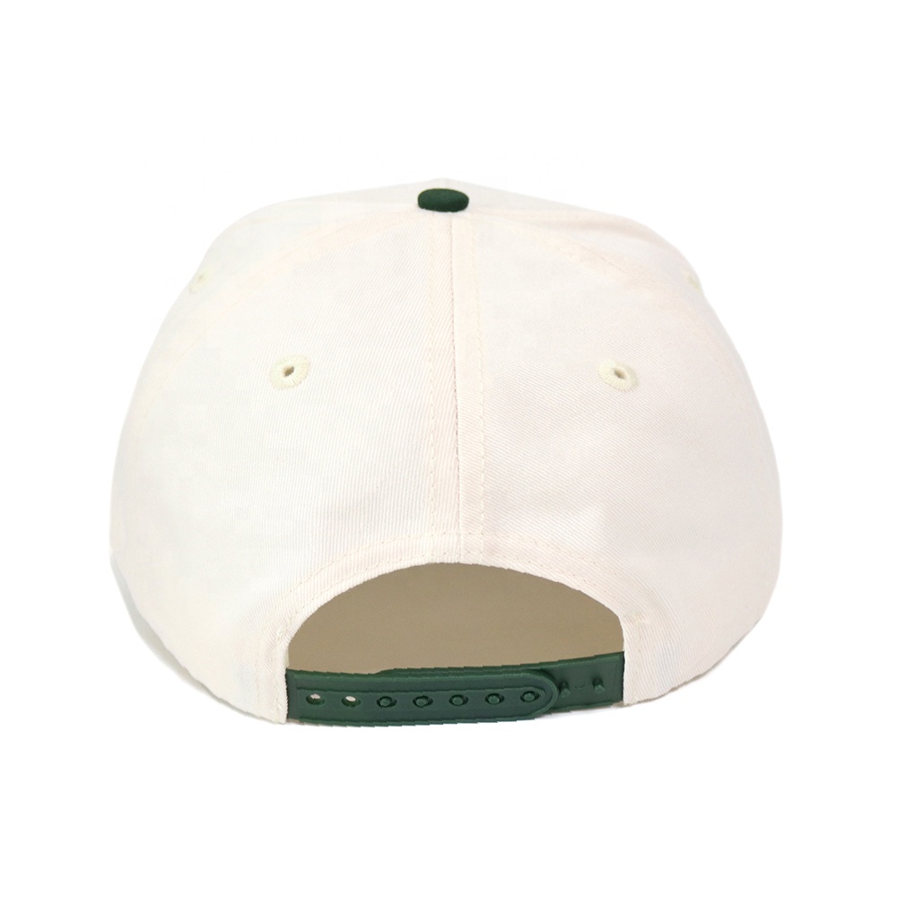 Two Tone Green White Embroidered Letter Baseball Cap Adjustable Cotton Twill Hat
