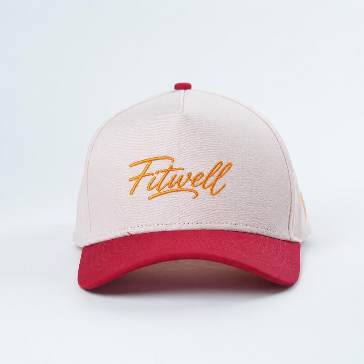 Pink Red Script Embroidered Curved Brim Baseball Cap