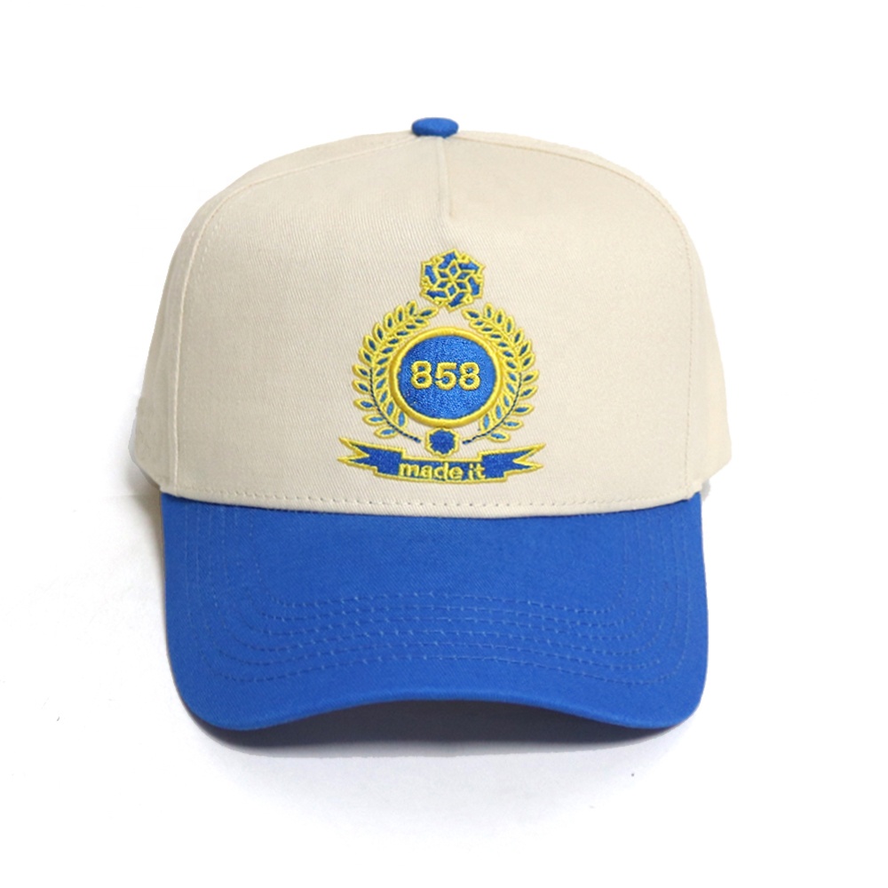 Blue and Beige 858 Crest Embroidered Baseball Cap
