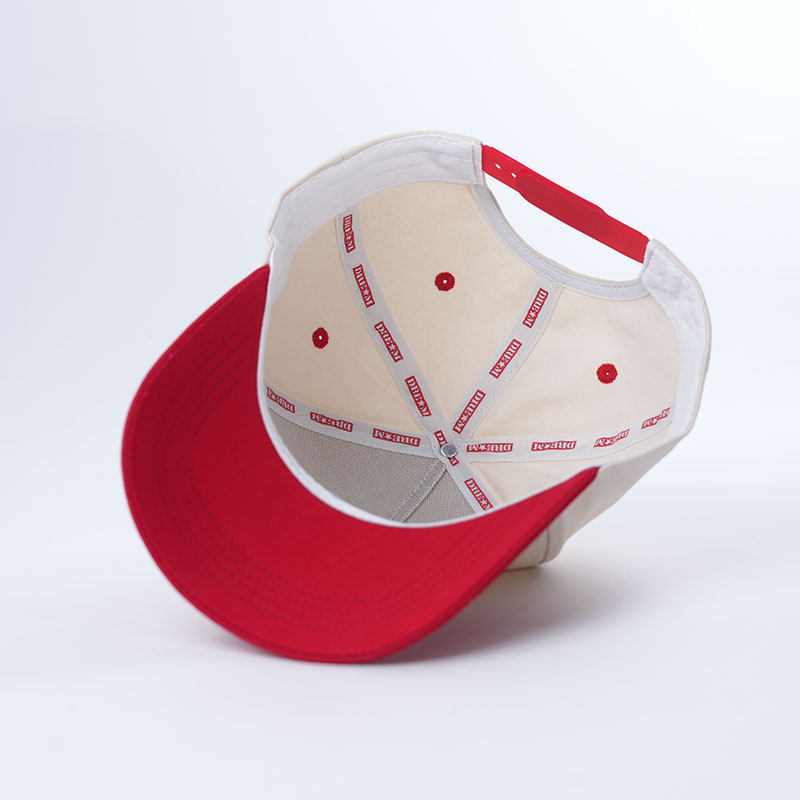 Cream and Red Two Tone Baseball Cap with Dream Embroidery