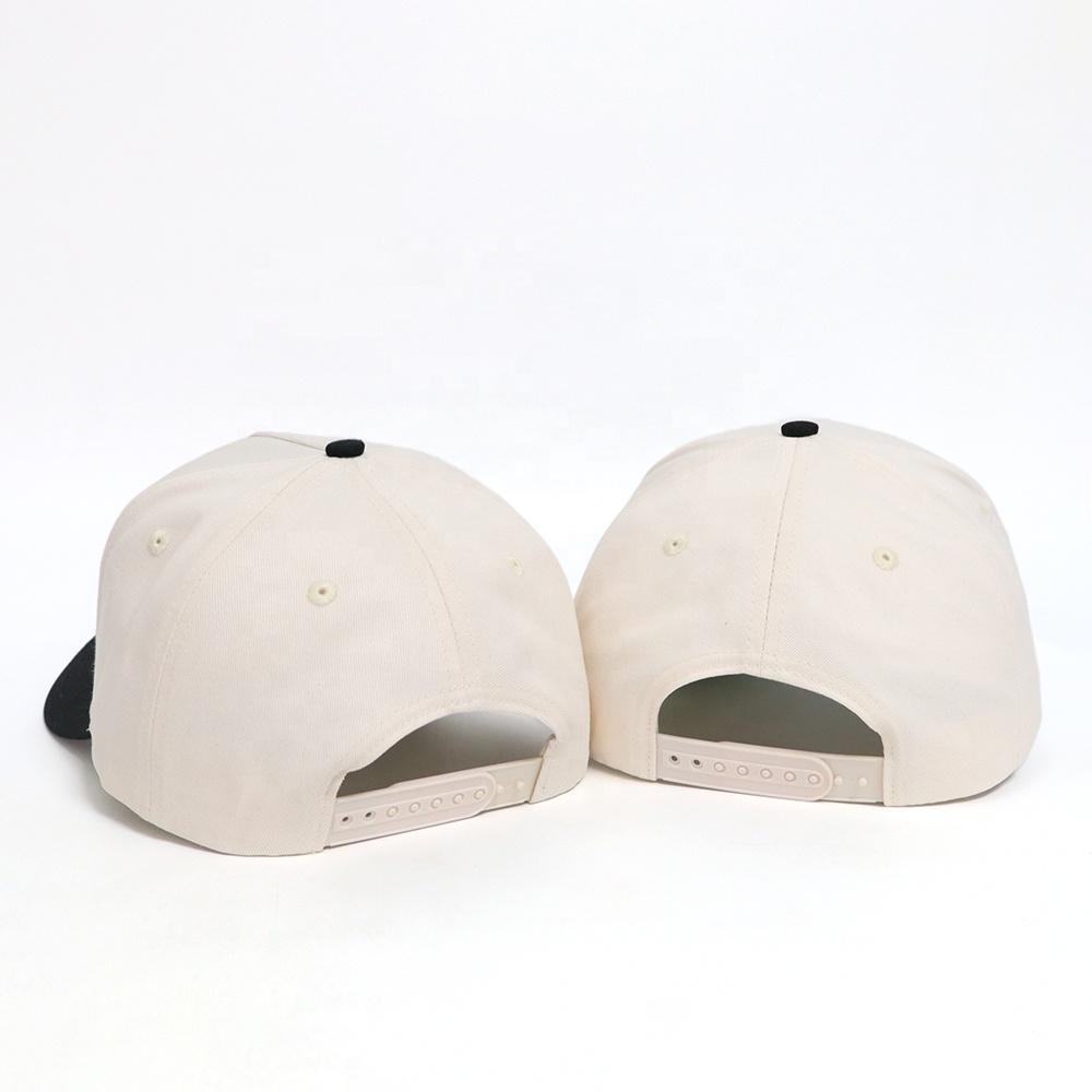 Cream and Black Two-Tone Embroidered Logo Baseball Cap