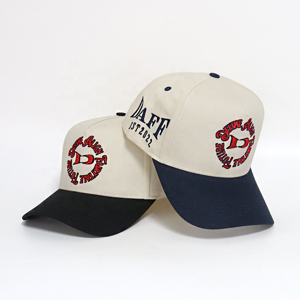 Two Tone Embroidered Logo Cotton Twill Baseball Cap