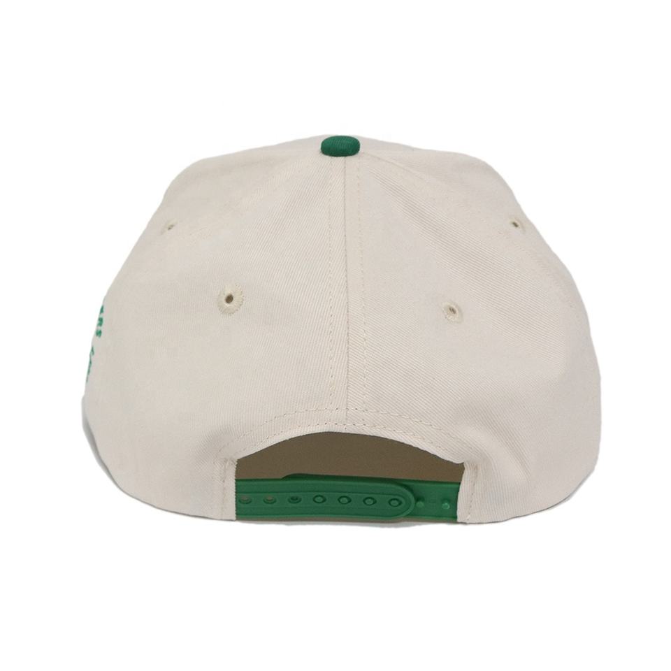 Cream and Green Two-Tone Hand Logo Baseball Cap