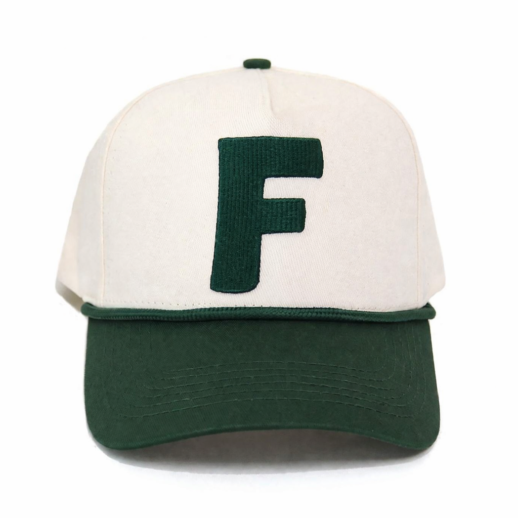 Two Tone Green White Embroidered Letter Baseball Cap Adjustable Cotton Twill Hat