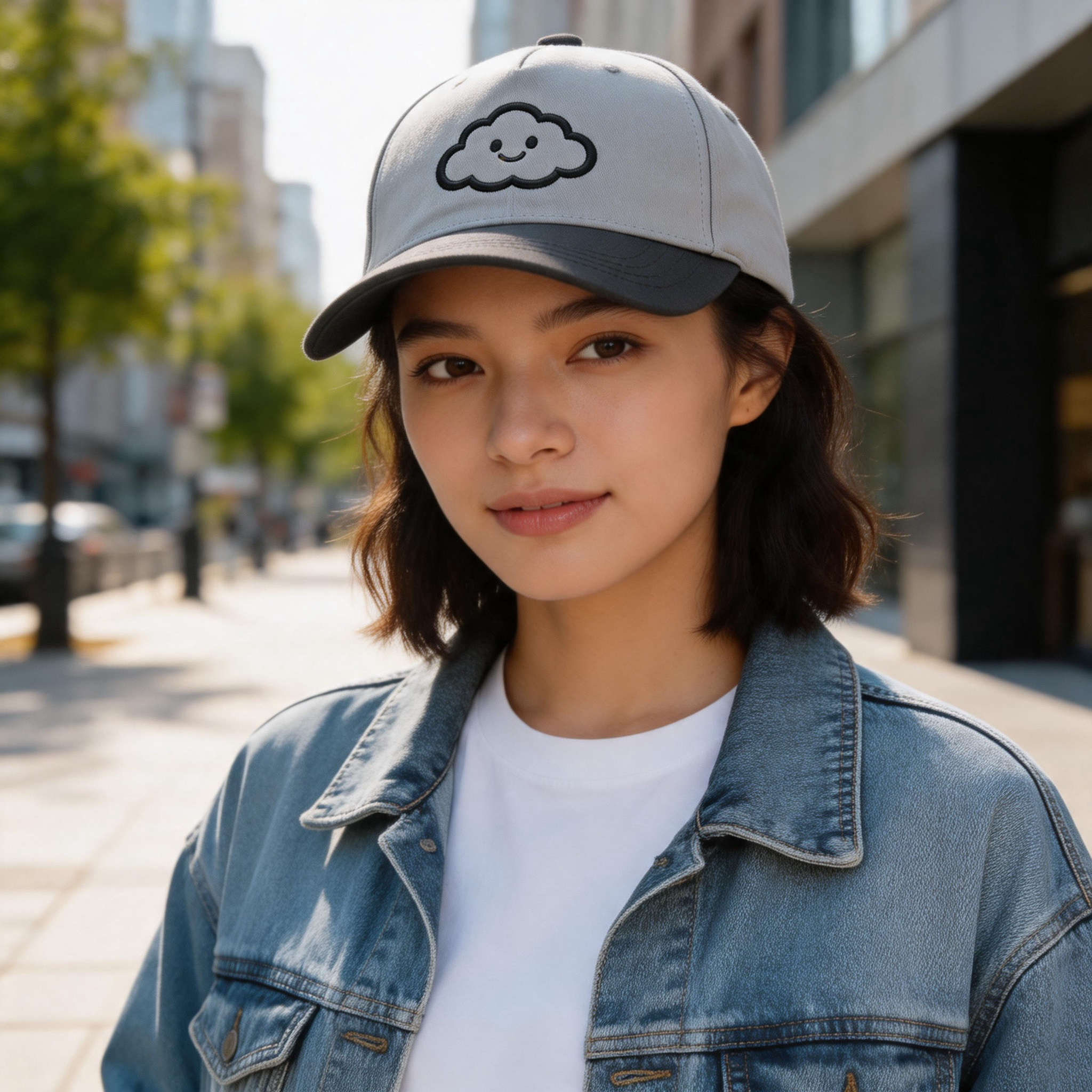 Classic Two Tone Embroidered Cloud Logo Baseball Cap Adjustable Cotton Twill Hat