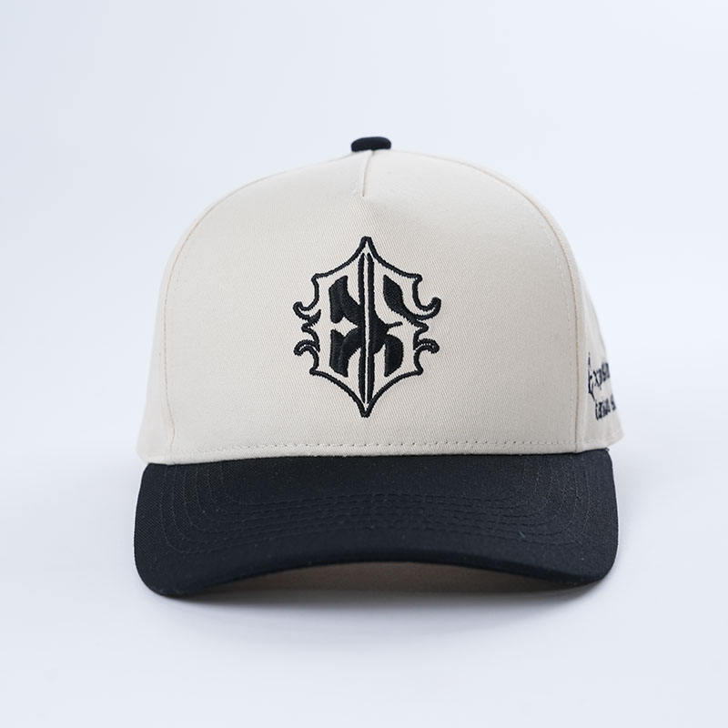 Two-Tone 5 Panel Cotton Twill Baseball Cap with Shield Embroidery