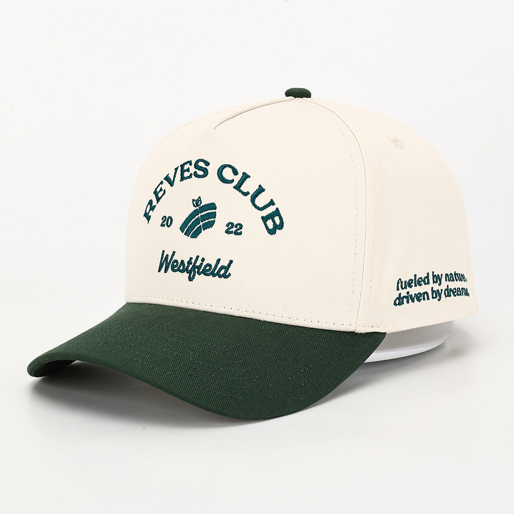 Two-Tone 3D Embroidered REEVES CLUB Westfield 5-Panel Cotton Twill Baseball Cap