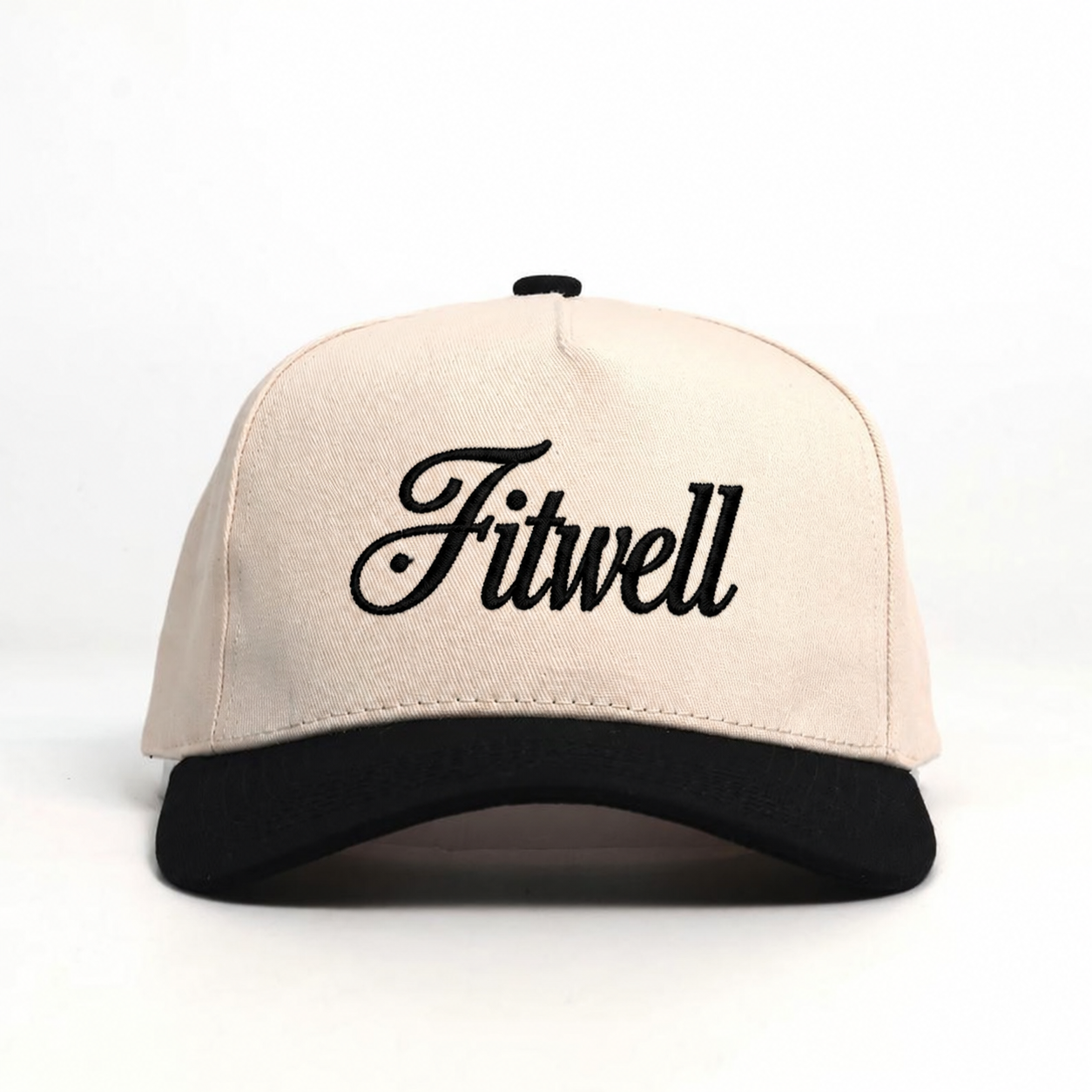 Classic Two Tone Cotton Twill Five Panel Baseball Cap with Minimal Embroidered Logo
