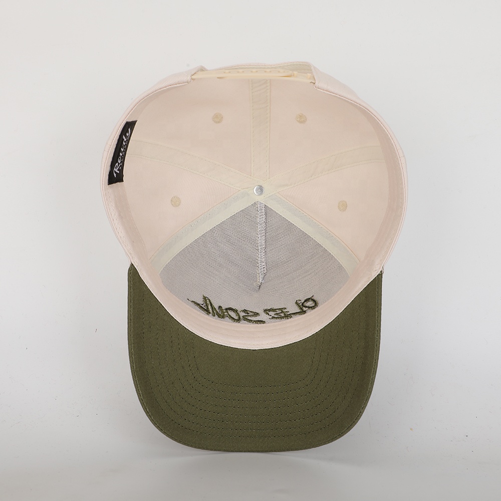 Two Tone Cotton Twill Baseball Cap with Flat Embroidered Logo Adjustable Casual Hat