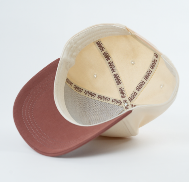 Vintage Lion Logo Cream Pink Baseball Cap Two Tone Embroidered Hat